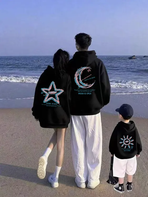 不一样的亲子装一家三四口卫衣2025母女新款炸街高端连帽上衣外套