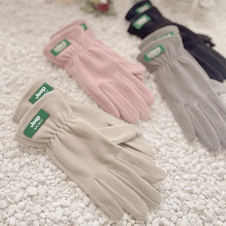 jeep骑行手套女秋冬季德绒开车骑车电动车薄款加绒厚触屏防风保暖