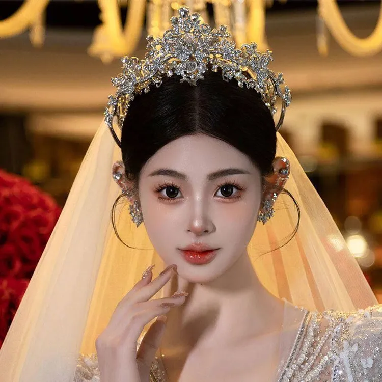 韩式新款奢华皇冠头饰公主双层王冠新娘婚礼婚纱礼服甜美皇冠发