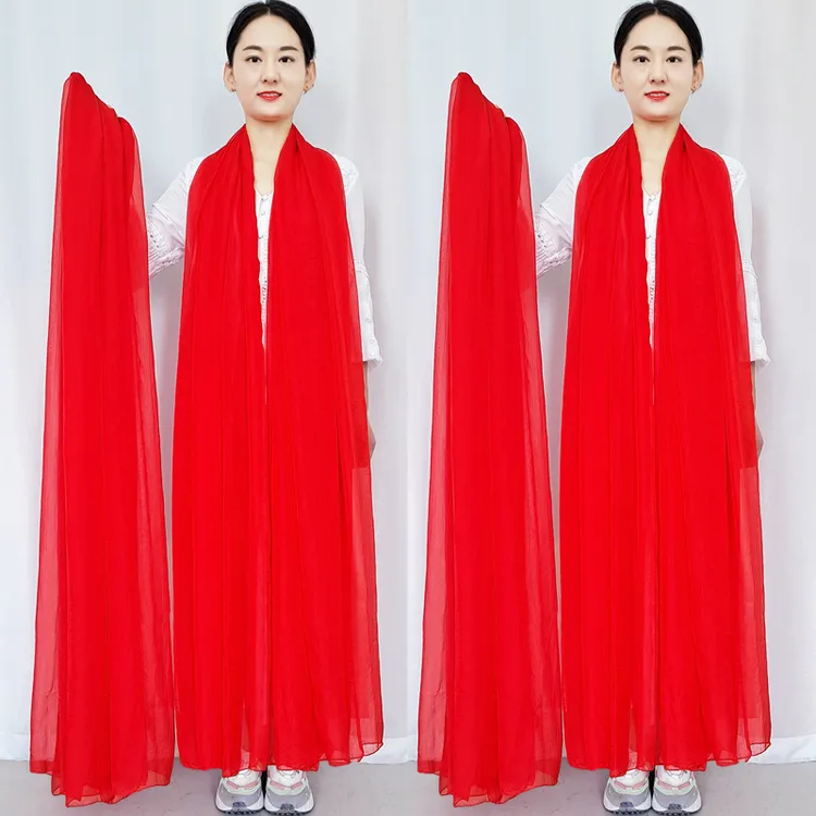 中国红丝巾女秋冬大红色围巾广场舞纱巾长款防晒沙滩巾披肩网红款