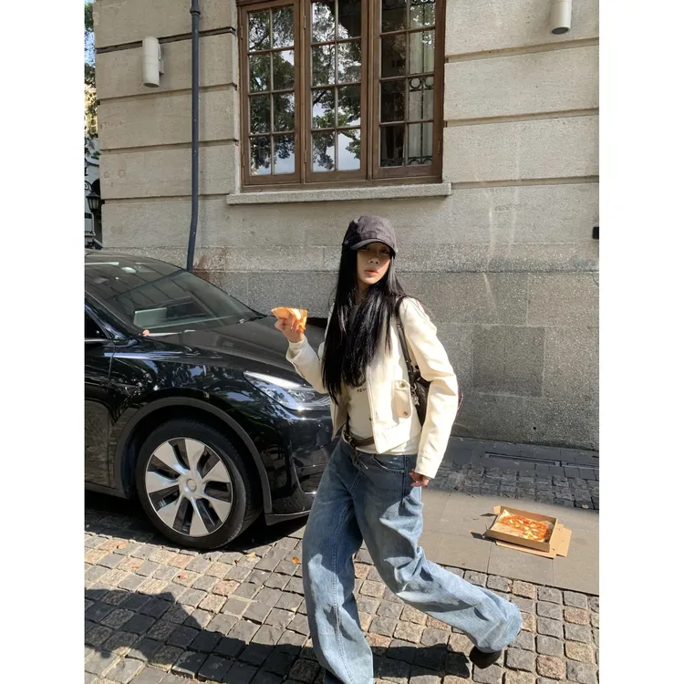 70不是七十【少女骑士】秋季韩系工装收腰长袖小立领修身夹克外套