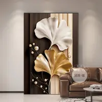 现代简约沙发背景墙装饰画银杏叶高级感餐厅客厅挂画走廊玄关壁画
