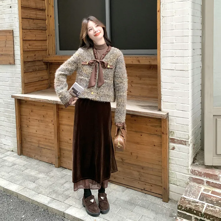复古氛围感气质慵懒风套装女秋季新款时尚小香风外套半身裙两件套