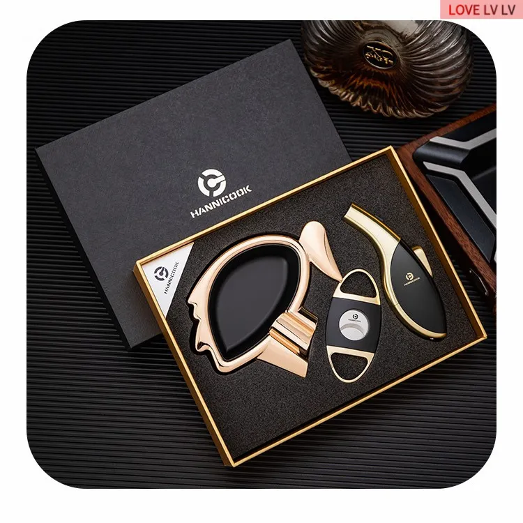 德国品质新款雪茄剪刀烟灰缸三件套装高档雪茄烟工具自用送礼雪茄