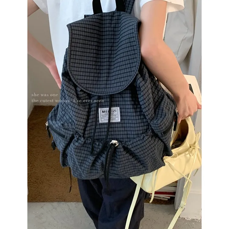 韩系ins帆布双肩包包女款2025新款出游旅行休闲小背包学生书包