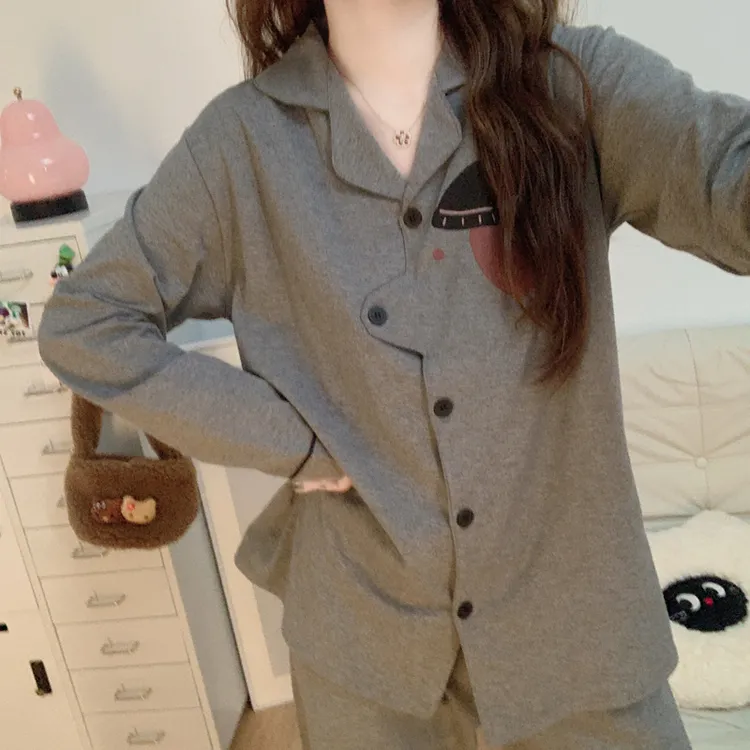 【纯棉】长袖长裤睡衣女2025新款春秋季日系ins风帽子狗家居服套装 