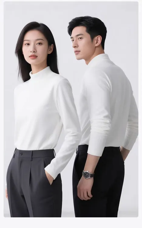 秋冬德绒磨毛长袖打底衫冬季男女同款轻薄保暖T恤半高领纯色内搭