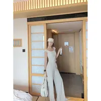 尹千金J【威尼斯周末】自留款方u领修身显瘦正肩T+裤子套装T257074