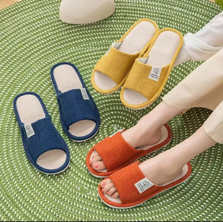 居家居防臭软底亚麻拖鞋室内防滑耐磨情侣拖鞋南四季透气舒适拖鞋