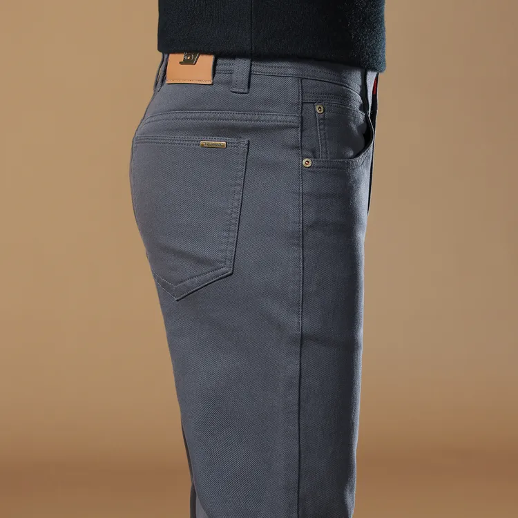 秋冬男士加绒加厚简约时尚高级感潮流休闲裤子直筒修身百搭商务裤