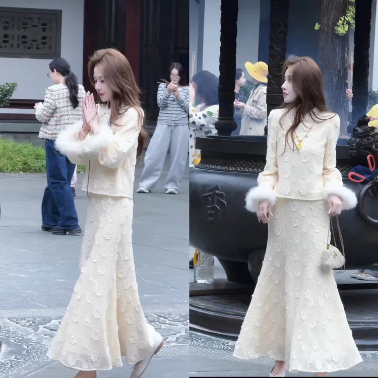 【婷婷】《花开满枝头》 立体盘花 国风鱼尾套装TT2SQTH2165