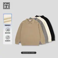 简约纯色舒适百搭针织Polo领毛衣1527