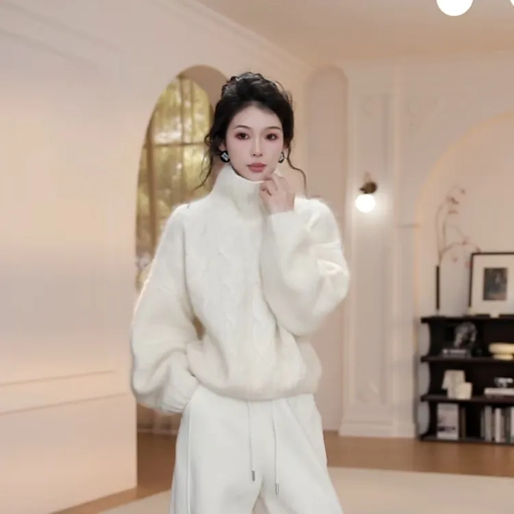 【YANYAN】A高领纯色麻花毛衣女秋冬慵懒风长袖针织衫YY-9342