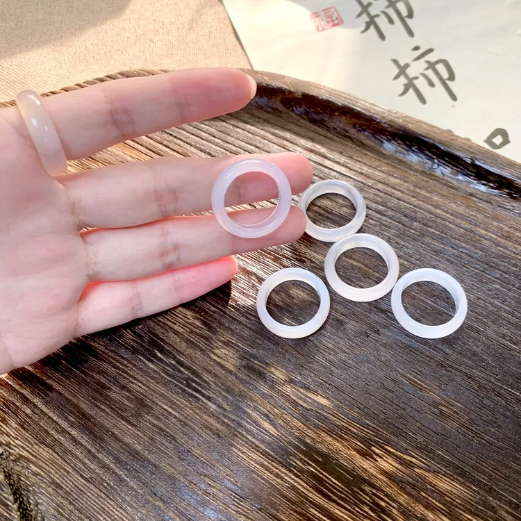 高冰透感玉髓戒指国风文玩清冷小众玛瑙温柔中式天然指环戒指饰品