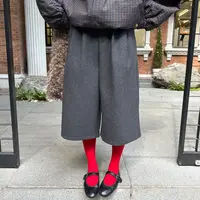 【逸语服饰】2025冬季韩系简约百搭加绒加厚毛呢七分裤女直筒阔腿裤