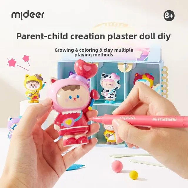 弥鹿儿童石膏娃娃小熊熊涂色公仔手办手工diy玩具制作生日礼物