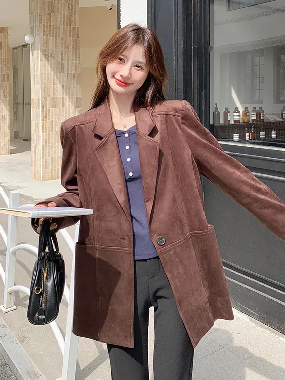 韩系休闲美拉德风外套女2025春秋季时尚新款宽松显瘦气质西装上衣