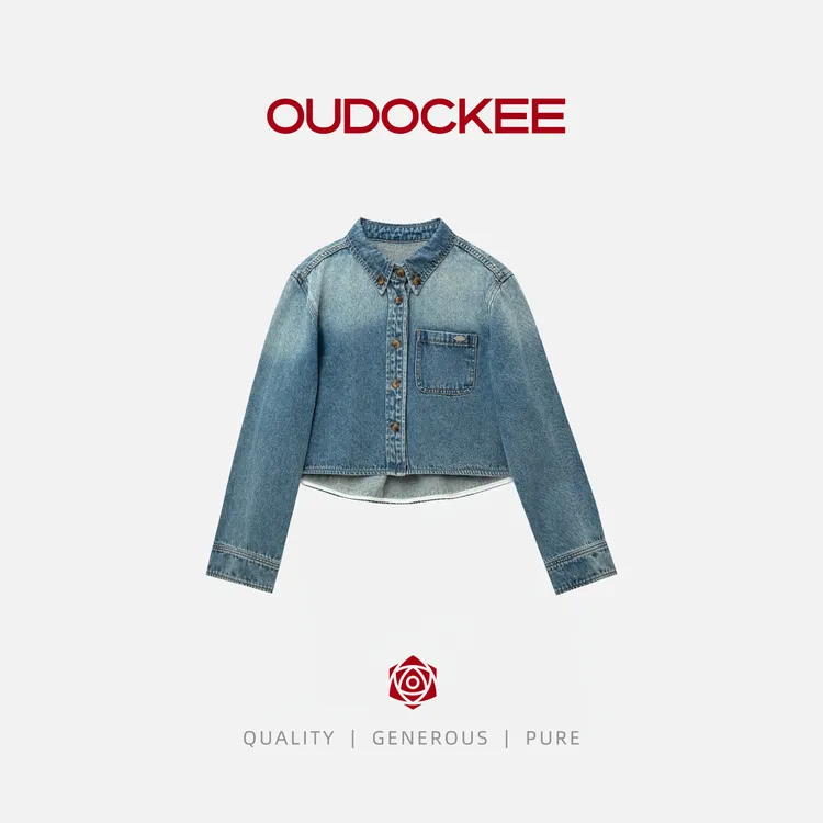 OUDOCKEE 鸥鸥【棉】夏娃 设计感牛仔蓝短款显瘦外套 J2503X579T