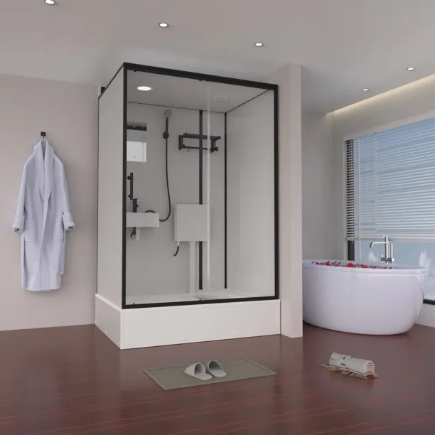 1.4*1.1*2.25黑正/一体式侧开含整套水件含蹲坑整体一体式淋浴房