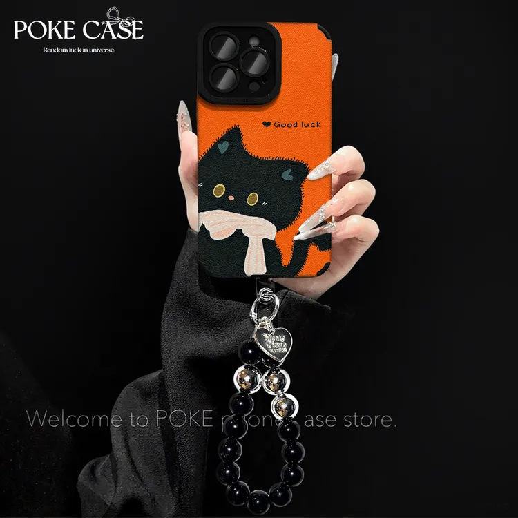 轻奢瞳眼可爱小猫橙适用苹果17PROMAX华为vivo小米oppo手链手机壳