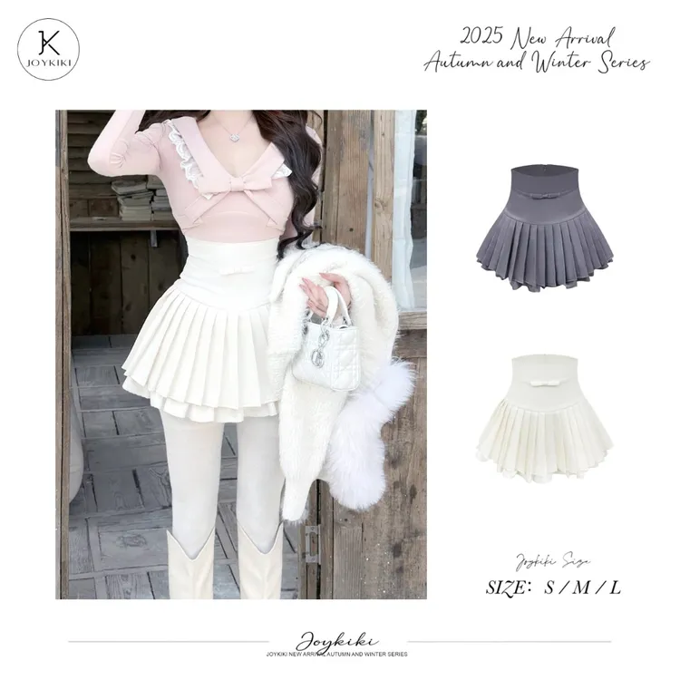 JOY KIKI鹅了么【漫画比例】秋冬学院风高腰显瘦百褶半裙 J25D296