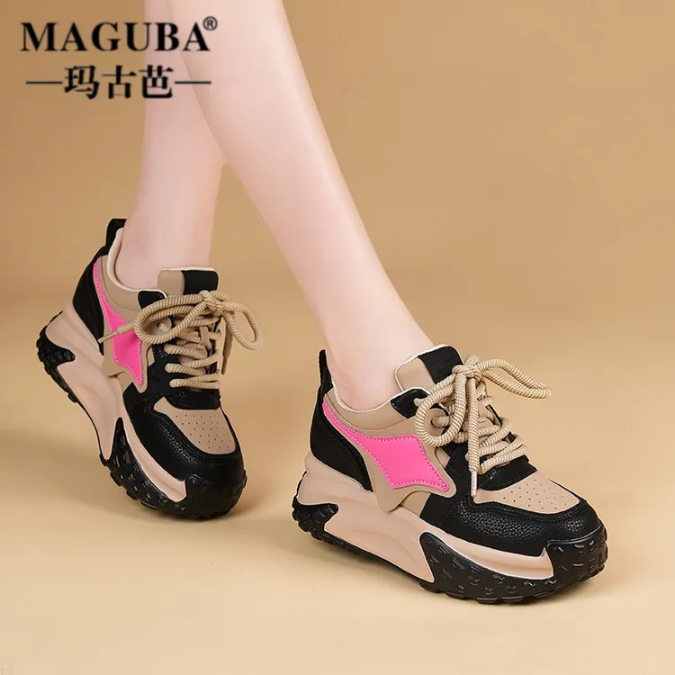 MAGUBA/玛古芭老爹鞋女新款厚底增高网红轻奢软底轻便小个子女鞋