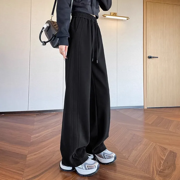 大码显瘦休闲卫裤女式休闲长裤子爆款2025新款胖mm直筒窄版阔腿裤