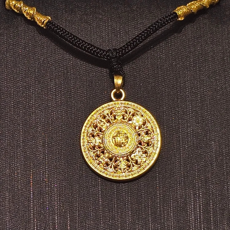 老庙老庙黄金挂坠足金999古法八宝罗盘送老婆生日礼物圣诞节2