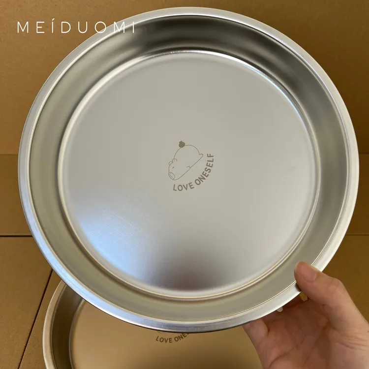 原创授权（两个装）卡皮巴拉不锈钢圆盘备菜盘凉皮蒸鱼盘饺子盘26cm