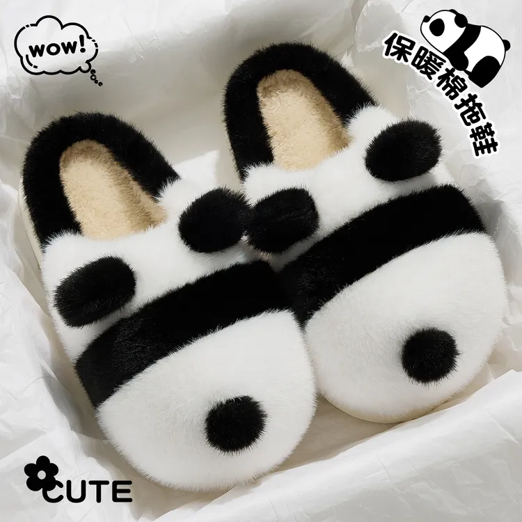 棉拖鞋女士秋冬季室内家居2025新款可爱小熊保暖毛绒棉拖女款冬天