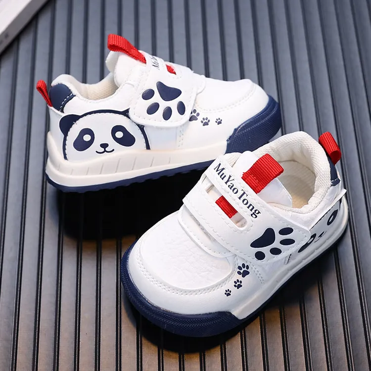 春秋款儿童运动鞋0-2岁学步鞋软底卡通小熊猫宝宝鞋男女童板鞋