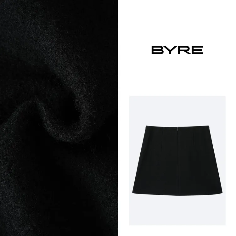 BY815 黑色羊毛半裙【干洗】