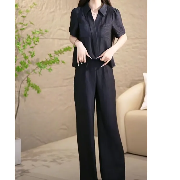 2025夏季新款显瘦休闲简约时尚减龄气质优雅套装两件套