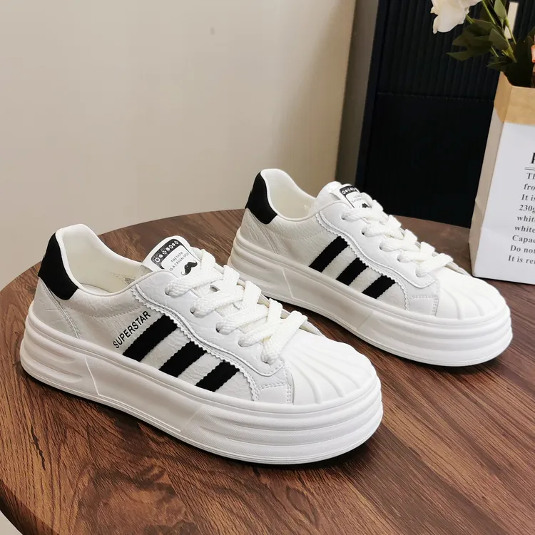 BT166时尚贝壳头厚底休闲板鞋女2025秋季新款韩版学生百搭小白鞋 