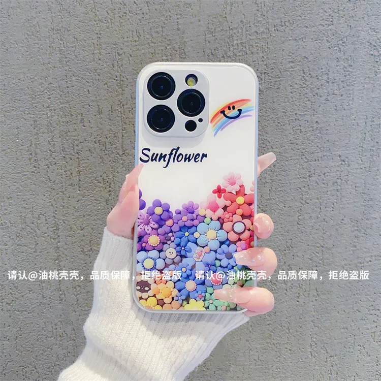 彩虹气球金属玻璃壳适用苹果16promax手机壳华为oppo小米vivo防摔