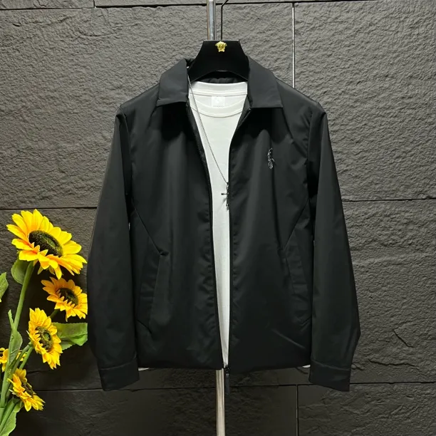 薄款不褪色针缝商务休闲夹克男士冲锋衣时尚男装翻领上衣