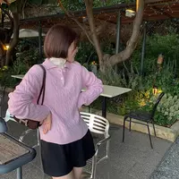 店庆主推 劳伦私服麻花毛衣 高密绞花羊毛上衣 QH233084