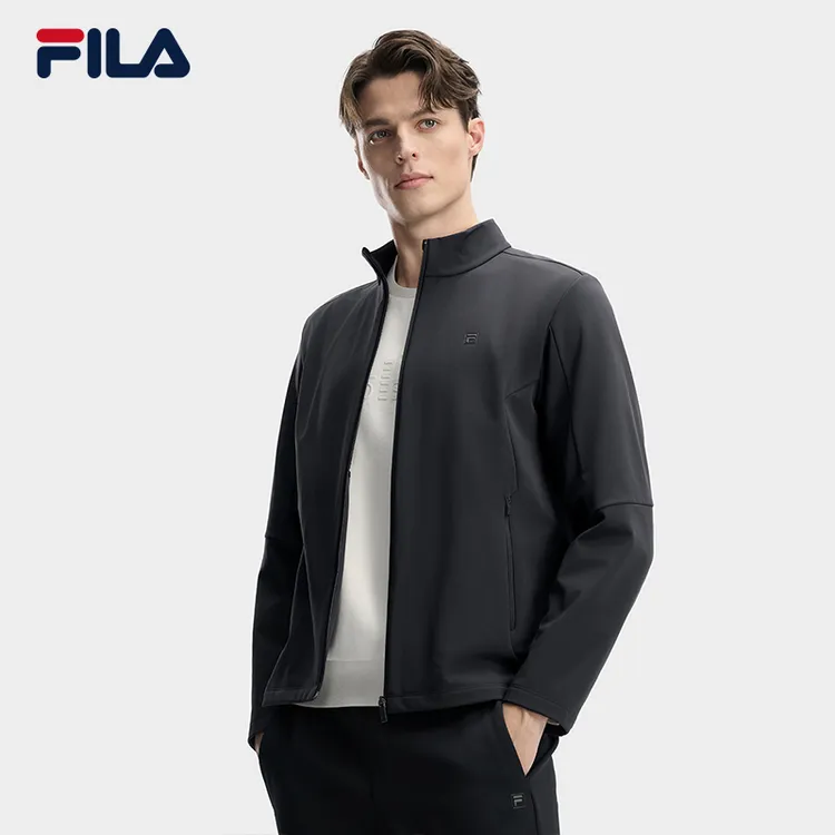 FILA斐乐【轻商务行政风】男士加绒外套梭织立领保暖夹克F11M613701