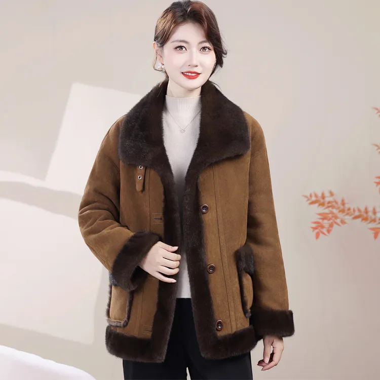 C3882冬季2026新款双面双穿高奢洋气外套时尚皮毛一体女士外套