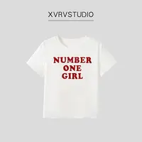 XVRV圆领运动印花T恤2025夏新款女夏季透气百搭显瘦简约休闲短袖