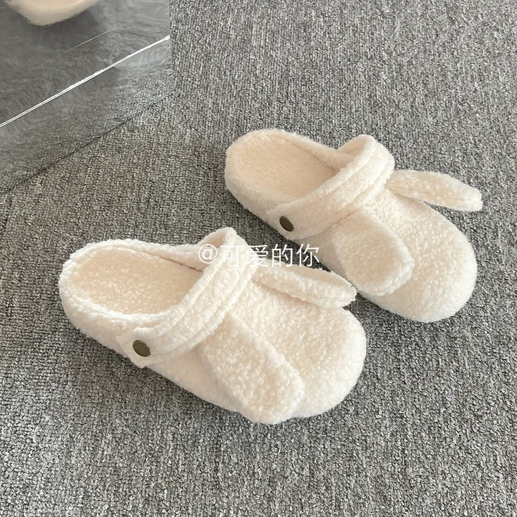 兔子个性风毛毛拖鞋女款爆款2025新款冬季加绒保暖棉鞋包头半拖鞋