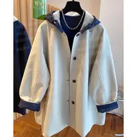 【两面穿】撞色连帽风衣女中长款秋季宽松显瘦高级感韩版设计感