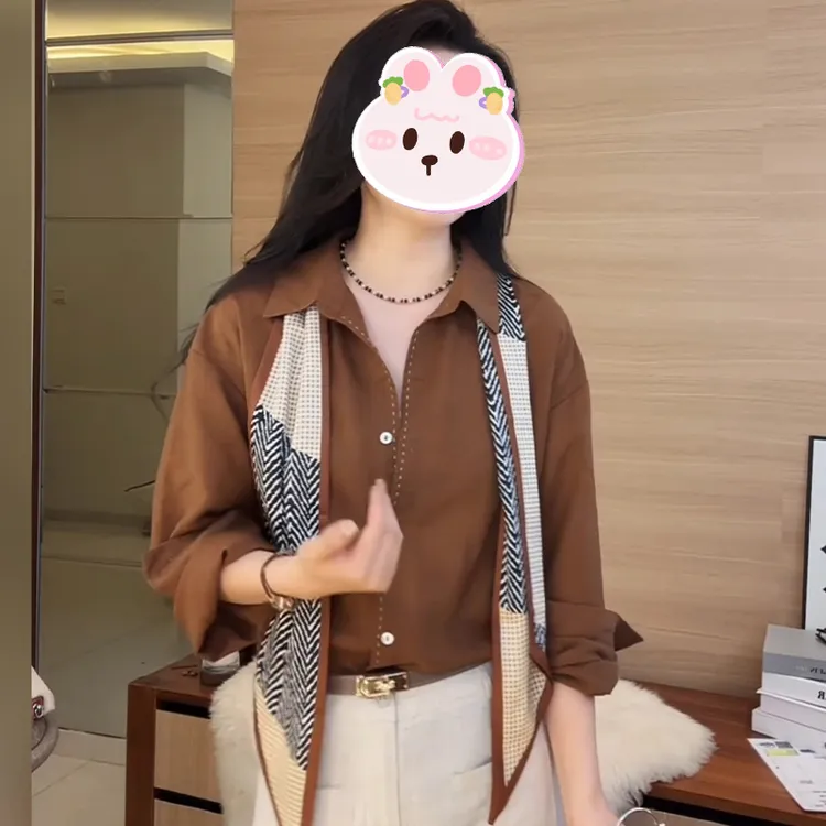 2025年夏季法式复古防晒纯色衬衫女高级感气质百搭薄款慵懒风上衣