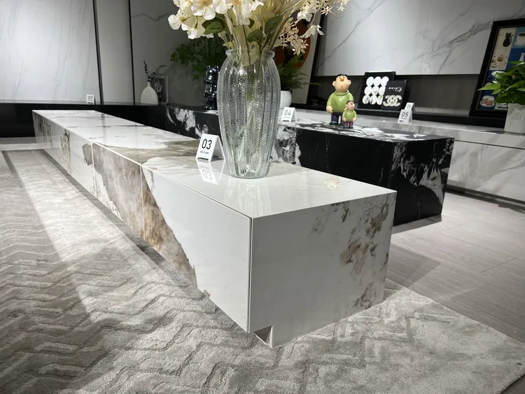 简约轻奢电视柜潘多拉岩板落地电视柜带储物收纳隐藏推拉抽屉储物