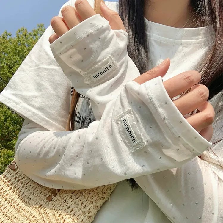 波点冰丝防晒袖套女防紫外线2025新款冰袖骑车护手臂宽松套袖透气