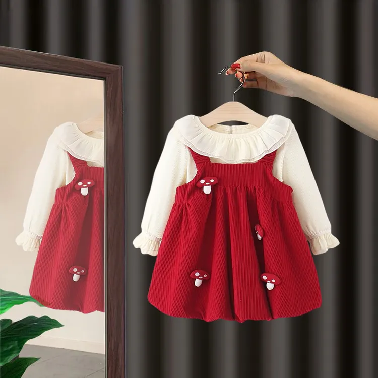 洋气女童连衣裙套装2025秋装新款周岁女宝宝礼服春秋抓周婴儿衣服