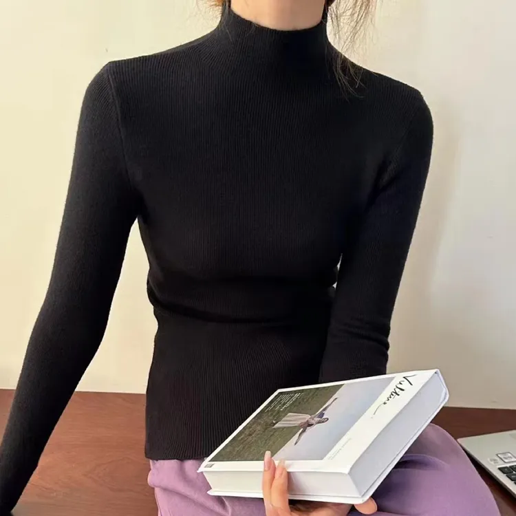 半高领纯色毛衣修身内搭针织衫
