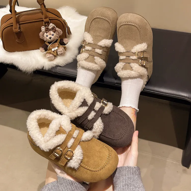 2025新款勃肯鞋加绒增高纯色休闲风学院风潮流风棉鞋防滑轻职冬季