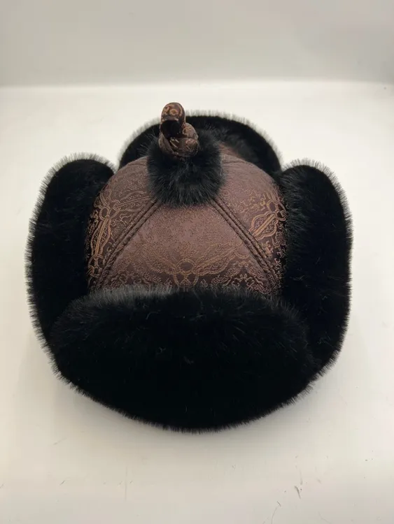民族风手工制作高仿貂毛保暖情侣款帽子