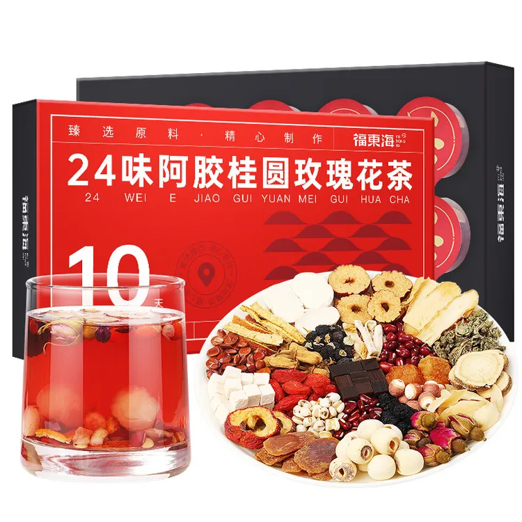 福东海 24味阿胶桂圆玫瑰花茶150g/盒